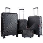 Мала чорна валіза Wings WN01/S+ з пластику на 4 колесах