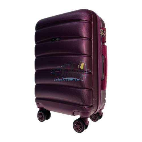 Мини бордовый чемодан Wings 160/S из пластика на 4 колесах.