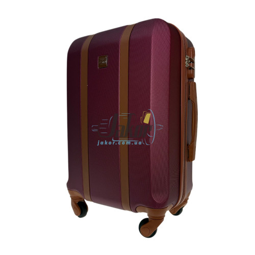 Маленький бордовый чемодан Wings GDW01/S+ из пластика на 4 колесах.