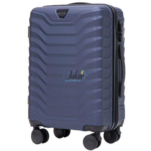 Мини синий чемодан Wings PEA01/S из пластика на 4 колесах.