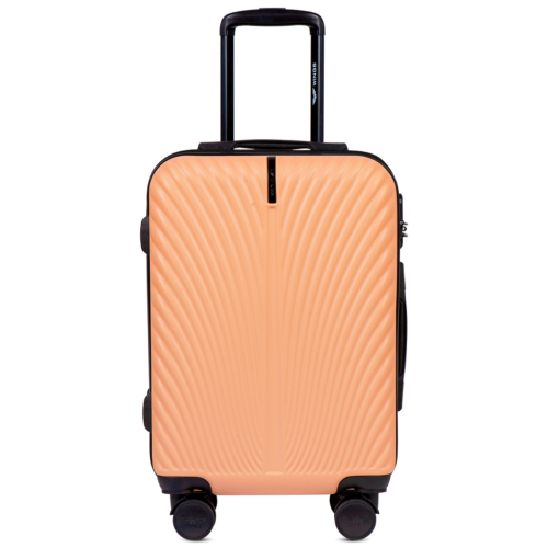Маленький персиковый чемодан Wings SN120/S+ из пластика на 4 колесах.