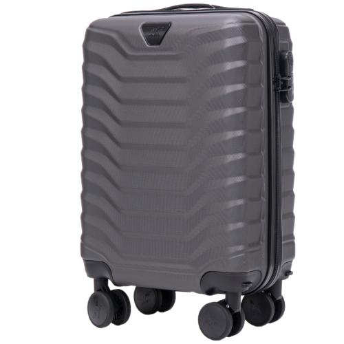 Мини графитовый чемодан Wings PEA01/S из пластика на 4 колесах.