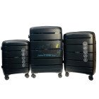 Большой черный чемодан Wings HWF01/L из полипропилена на 4 колесах